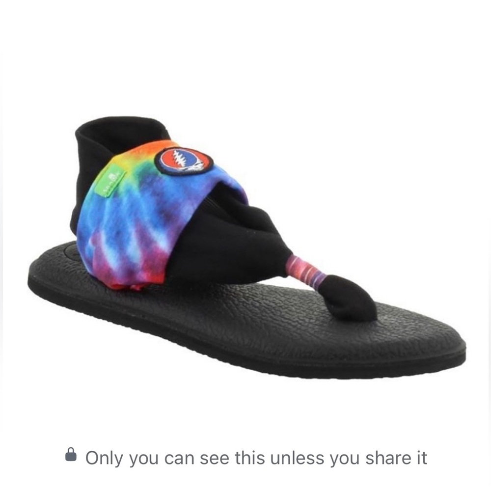 Sanuk Yoga Sling Tie Dye Steal Your Face Grateful Dead Thong Sling Back Sandals